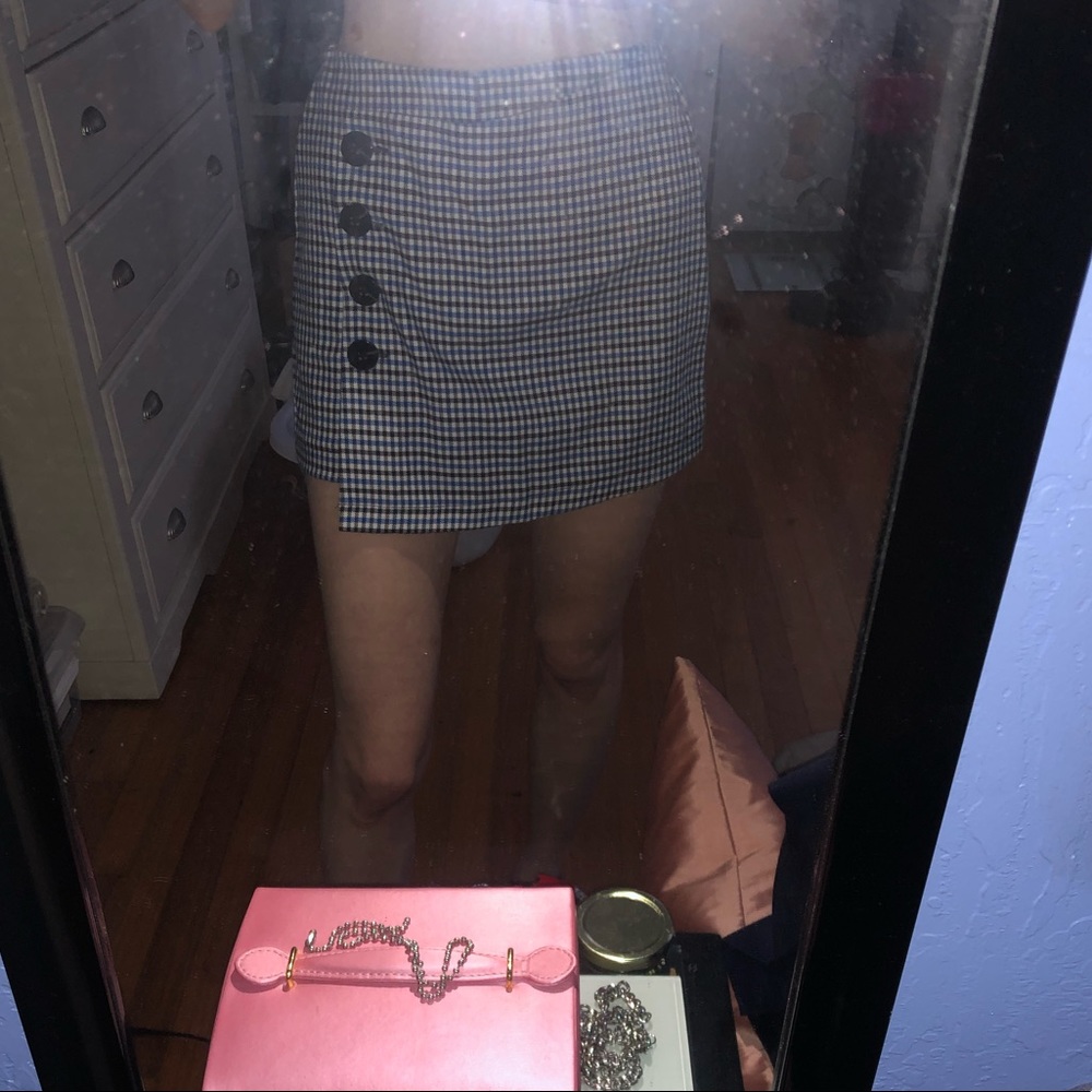 Blue Black Gingham Patterned Squort - image 4